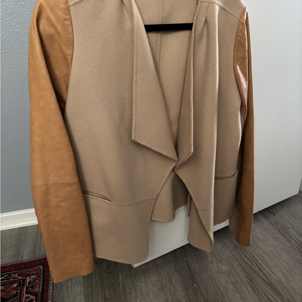 Vince Leather and Felt Tan Women's Jacket